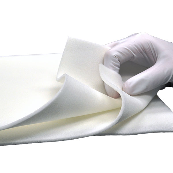 white gloved hand folding lint-free foam sponge cleanroom wipes