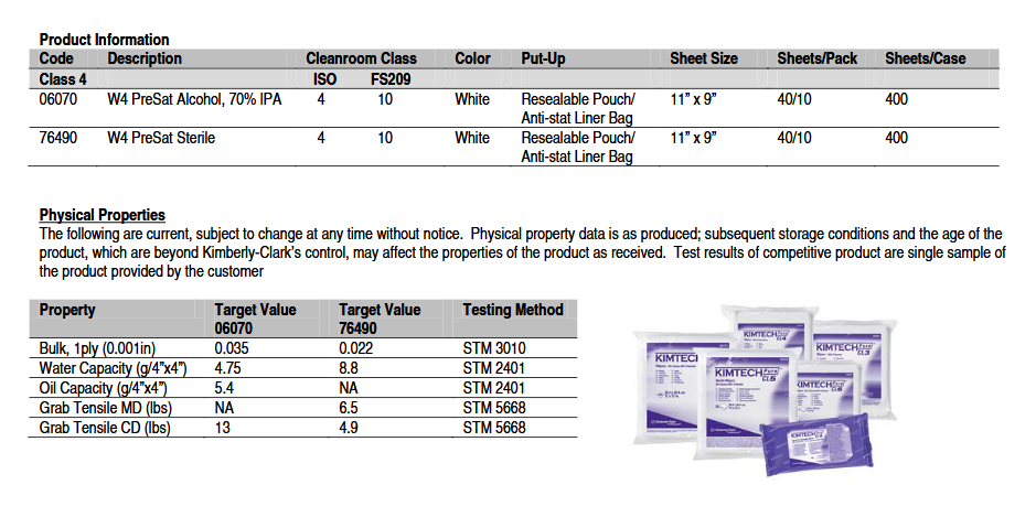 KimTech 76490 Sterile Presaturated Cleanroom Wipes