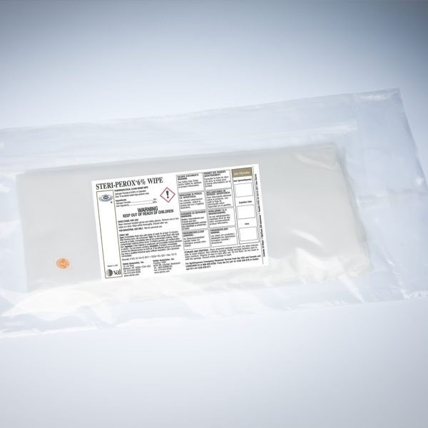 package of sterile peroxide cleanroom wipes with steri-perox 6%