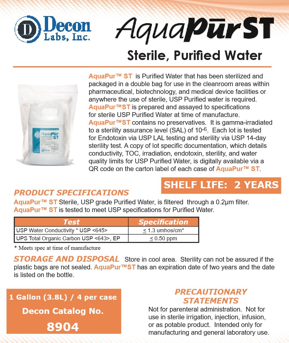 image representing aquapur st sterile water for cleanroom use