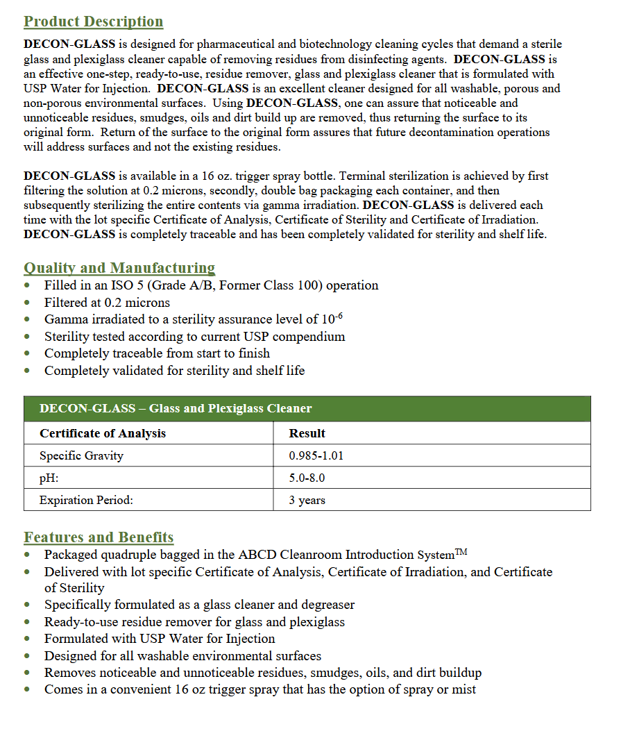 image representing sterile glass cleaner and sterile screen cleaner for cleanroom use