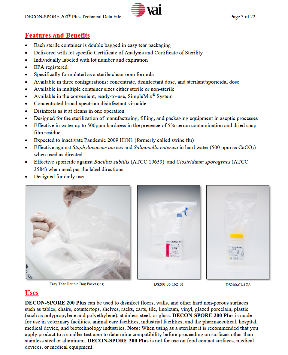 image representing decon spore sterile sporicidal disinfectant for cleanroom deep cleaning