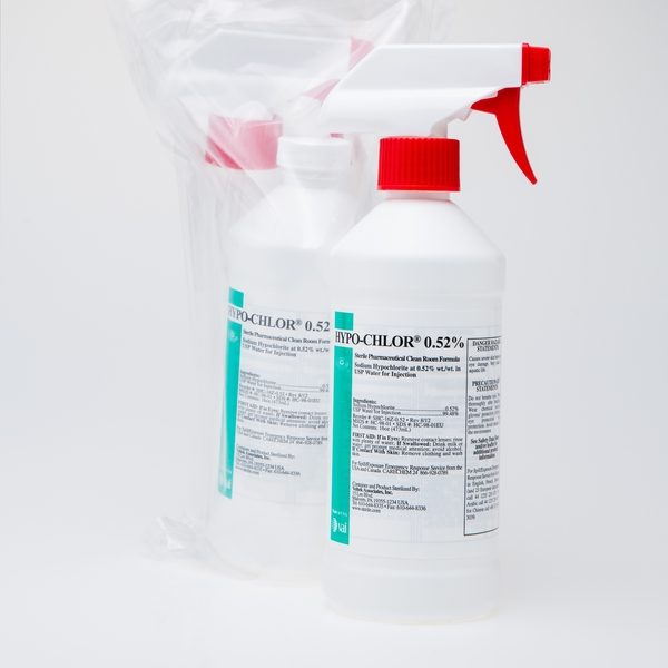 2 spray pump bottles of hypo chlor sterile cleanroom bleach spray