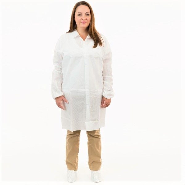 2226 lint-free sms lab coats with elastic wrists and no pockets