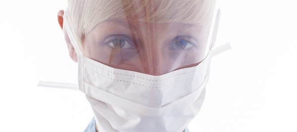 image representing bioclean vfm sterile mask with attached face shield visor and ties