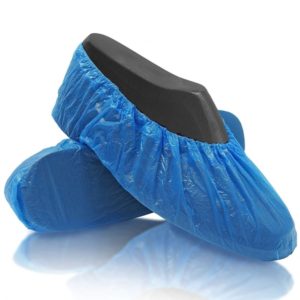 blue cpe lint free plastic waterproof shoe cover