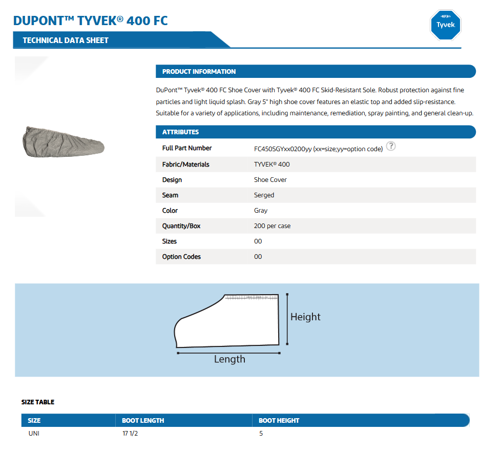 image representing grey tyvek antiskid shoe cover