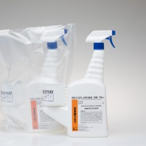 16 ounce spray bottles of ready-to-use decon spore 200 plus healtcare version