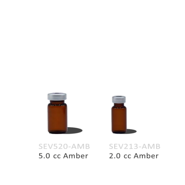 2cc and 5cc amber glass vials