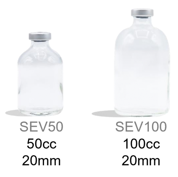 alk sev50 and sev100 empty glass pharmaceutical vials