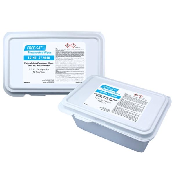 free-sat nonwoven poly-cellulose 90% ipa presaturated wipes in a sealing flip lid container