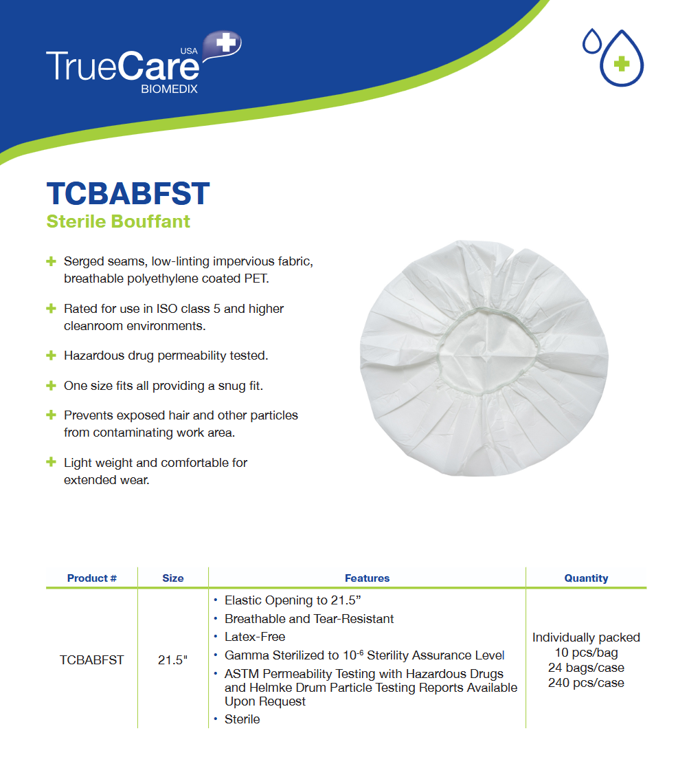 image representing sterile bouffant cap technical datasheet