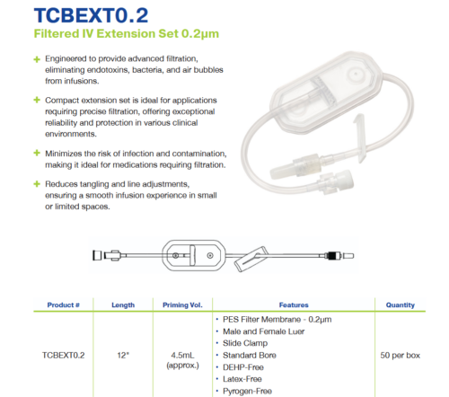 Extension Set Tm TCBEXT0.2 Filtered IV Extension Set For Extending IV Sets