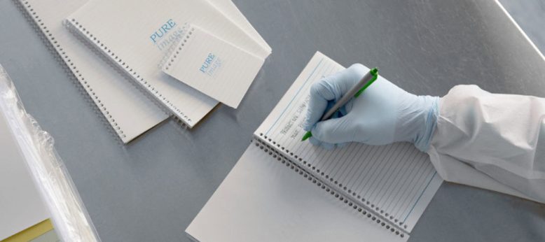 image representing cleanroom paper and notebook