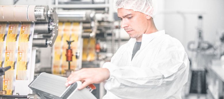 image representing food laboratory apparel and cleaning supplies