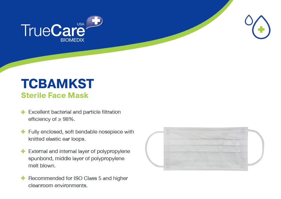 image representing true care sterile earloop cleanroom mask