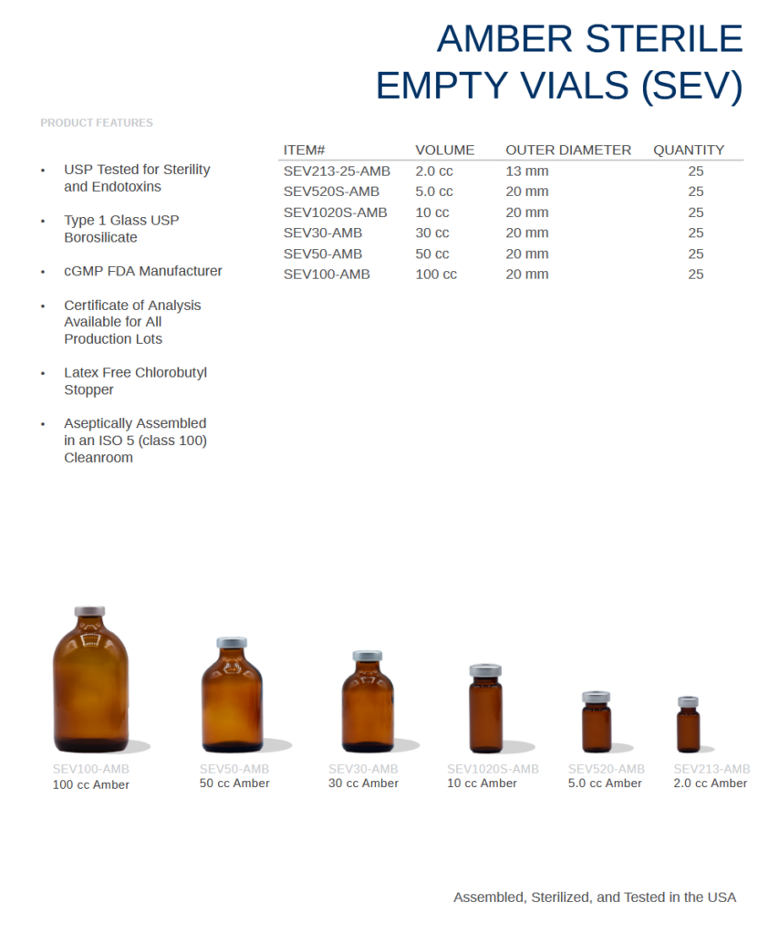 image representing sterile amber glass vials from ALK and Cleanroom Connection
