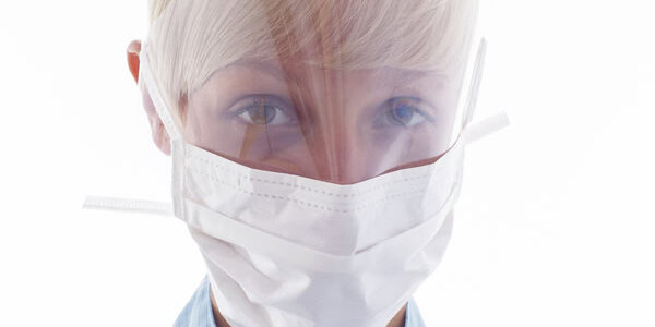 image representing bioclean vfm sterile mask with attached face shield visor and ties
